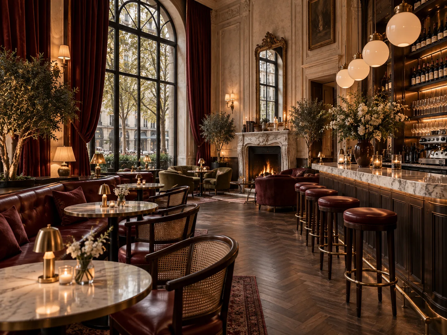 Cafe interior atmosphere and seating