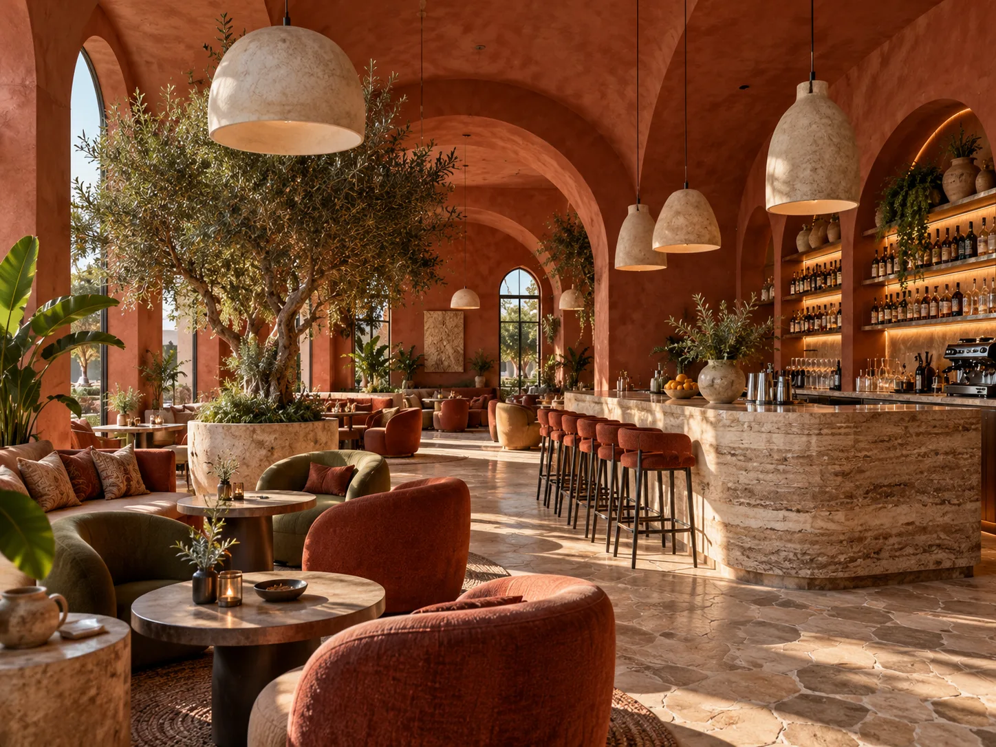 Cafe seating and hospitality interior
