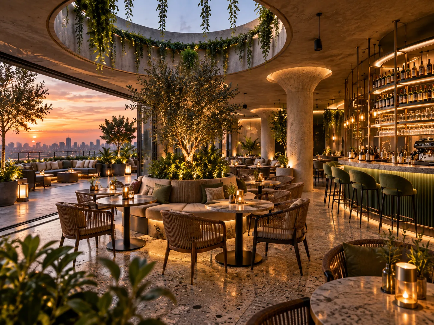 Cafe and bar interior composition