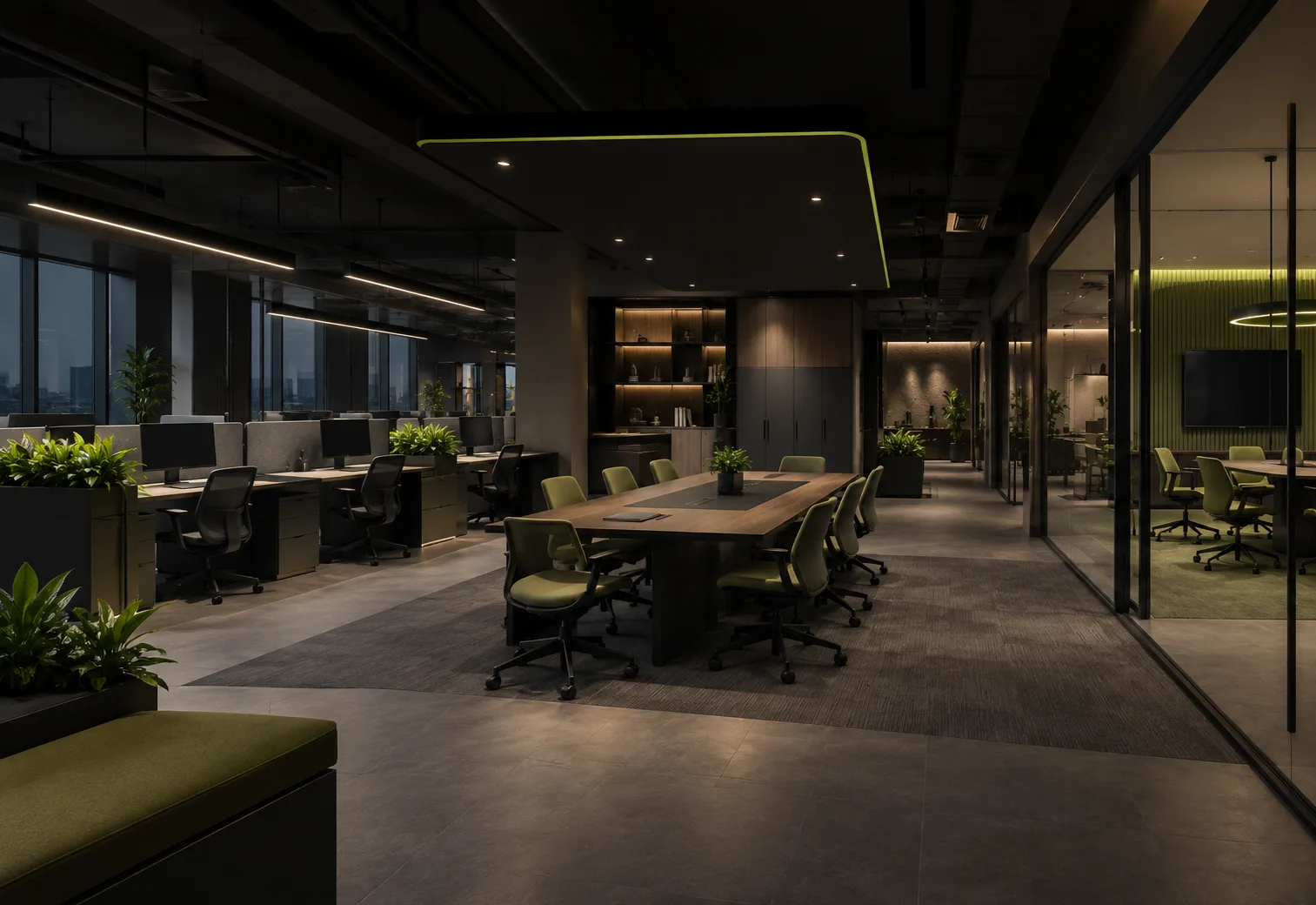 Office and workspace interior planning illustration