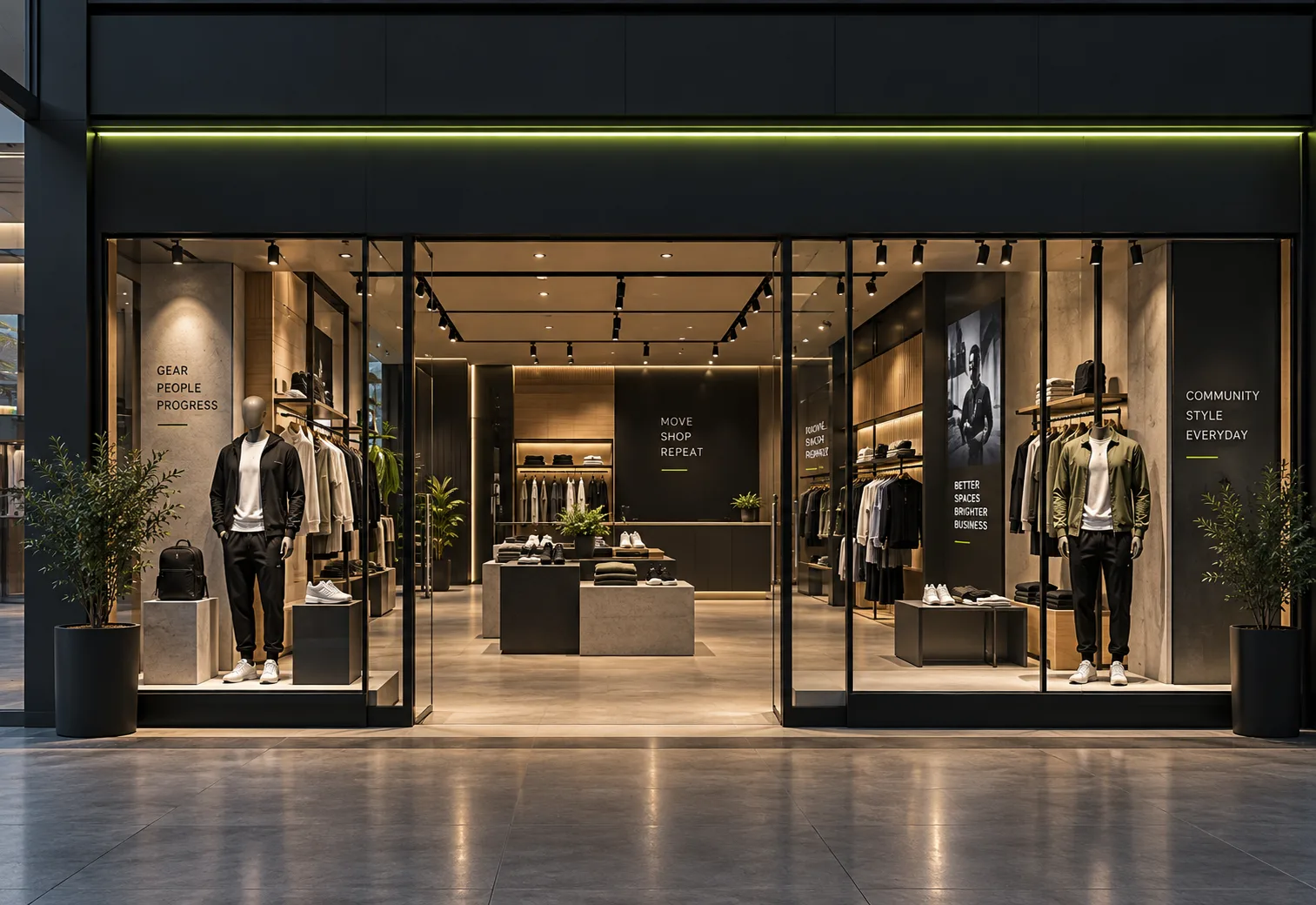 Retail store interior planning illustration